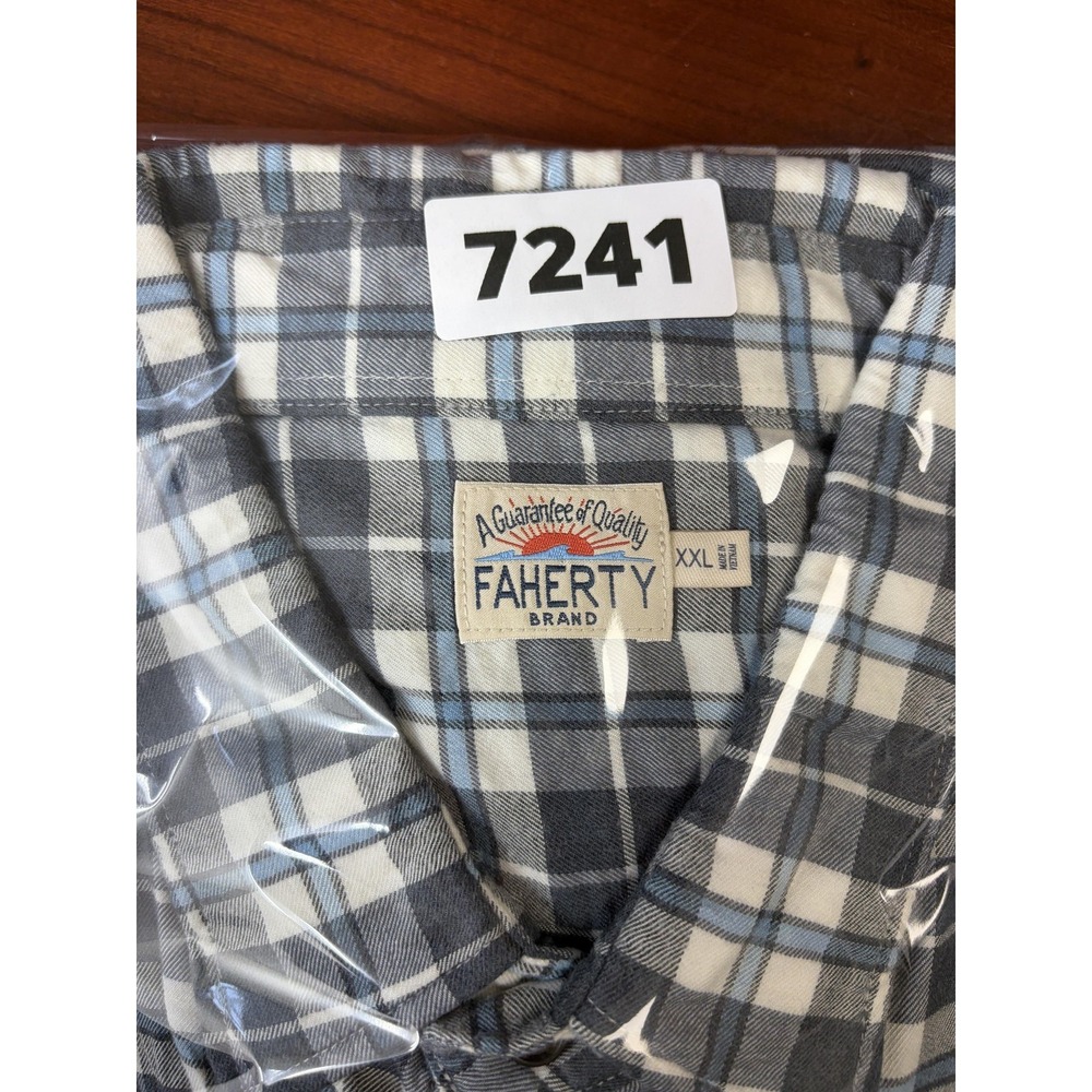 Faherty Shirt Mens 2XL Gray Plaid Long Sleeve Button Up Stretch Flannel Casual - Picture 11 of 11